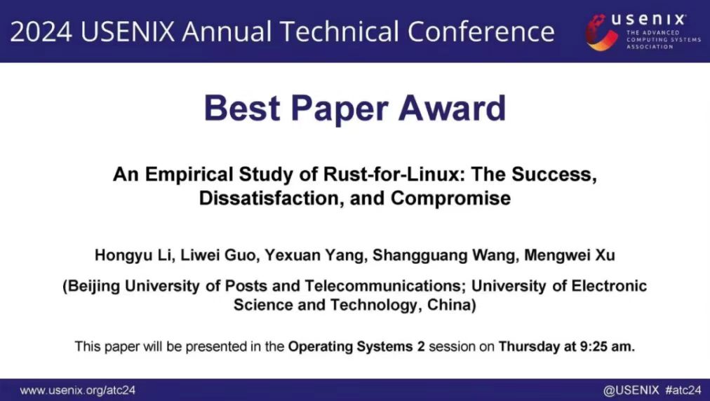 USENIX ATC 2024 Best Paper Award